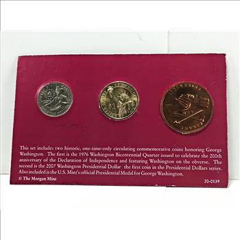 Tribute to George Washington: 1976 Bicentennial Quarter, 2007 Presidential Dollar and Presidential Medal
