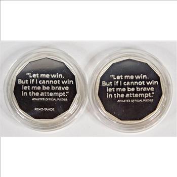 Two 1oz .999 Fine Silver Rounds Commemorating the 1988 International Winter Special Olympics*Beautiful Pieces in Gift Box