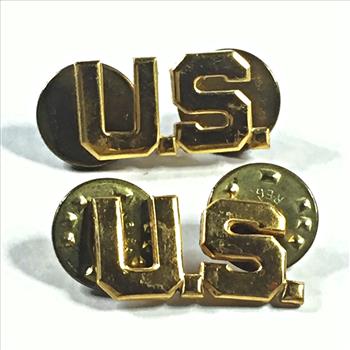 Two U.S. Gold Electro-Plate Military Lapel Pins