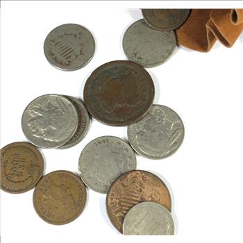 Type Coin Collection*Nickels & Cents*Silver 3c Piece*In Nice Leather-Like Bag