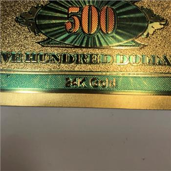 United States Gold Layered $500 Silver Certificate *24kt Gold Layered