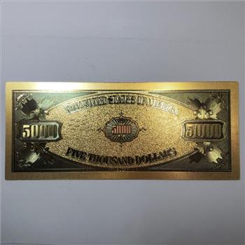 United States Gold Layered $5000 Silver Certificate *24kt Gold Layered