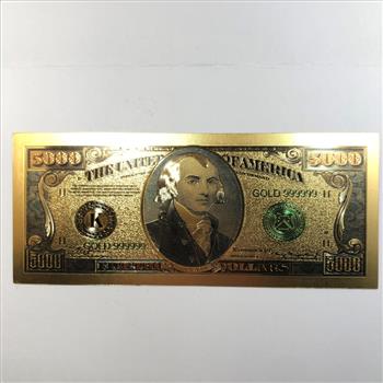 United States Gold Layered $5000 Silver Certificate *24kt Gold Layered