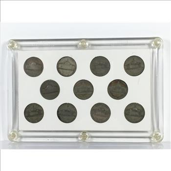 United States Wartime Silver Nickels*Eleven Silver Nickels 1942-P through 1945-S*Various Grades