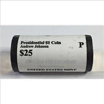 UNOPENED 2011-P $25 US Mint Roll of Andrew Johnson Commemorative Presidential Dollars