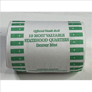 UNOPENED Official Vault Roll by Commemorative Gallery*10 Most Valuable Quarters*Denver*No State Showing