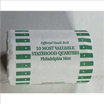 UNOPENED Official Vault Roll by Commemorative Gallery*10 Most Valuable Quarters*Philadelphia*Delaware State Showing
