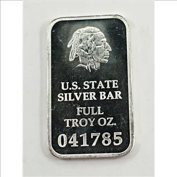 US State of Washington Silver Bar*Full Troy Oz.*.999 Fine Certified Silver*Numbered