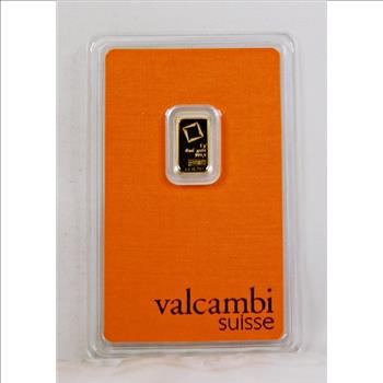 Valcambi Suisse One Gram 999,9 Fine Gold*With Assay Certificate in Tamper Proof Package