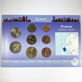 Varied Years France Euro Uncirculated Coin Set*Encased in 4.5