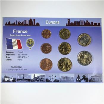 Varied Years France Euro Uncirculated Coin Set*Encased in 4.5