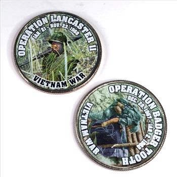 Vietnam War Lot of 2 Colorized Half Dollars High Grade Uncirculated