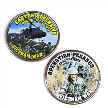 Vietnam War Lot of 2 Colorized Half Dollars High Grade Uncirculated