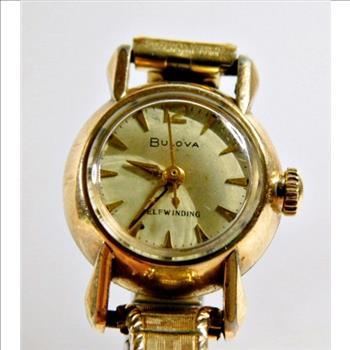 Vintage 10K Rolled Gold Bezel Bulova Self Winding Working Women's Watch - 19.5 Grams Total Weight