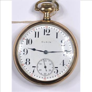 Vintage Gold Filled Elgin Open Face Pocket Watch - 82.9 Grams Total Weight