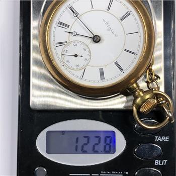 Vintage Gold Filled Elgin Pocket Watch and Gold Filled Chain - 122.8 Grams Total Weight