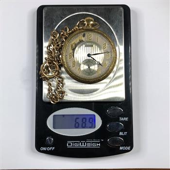 Vintage Gold Filled Waltham Pocket Watch w/Gold Filled Chain - 69 Grams Total Weight