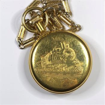 Vintage Gold Filled Westclox Railroad/Train Engraved Pocket Watch - 122.8 Grams Total Weight