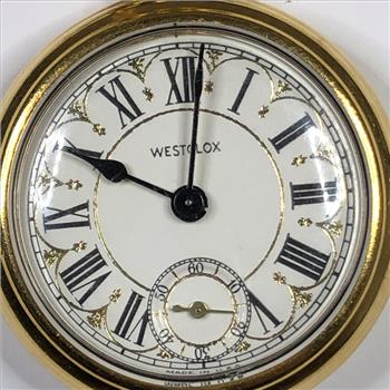 Vintage Gold Filled Westclox Railroad/Train Engraved Pocket Watch - 122.8 Grams Total Weight