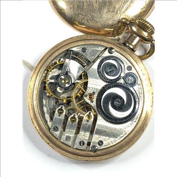 Vintage Rolled Gold Elgin Open Face Pocket Watch - 83.7 Grams Total Weight