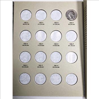 Washington Quarter Partial Set in Album 1965-1987Includes 10 Quarters