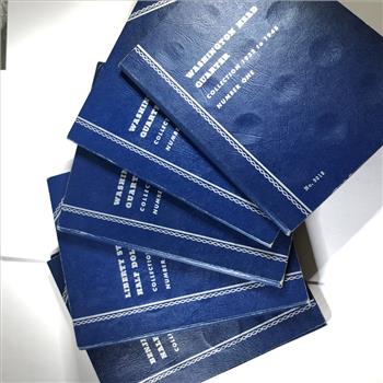 Whitman Coin Album Lot of 5, Half Dollar & Quarter Good Used Condition