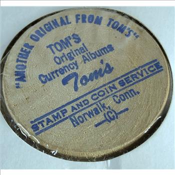 Wooden Buffalo Nickel from Norwalk Connecticut Tom's Currency Albums