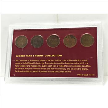 World War I Penny Collection: 1914, 1915-D, 1916, 1917 and 1918 Lincoln Head Wheat Cents*In Custom Holder