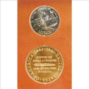 World War II 50th Anniversary Commemorative Half Dollar and Victory Medal Set