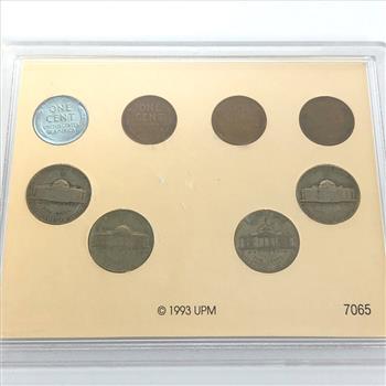 World War II Coin Collection including Steel Cent, Silver Nickels and more in Protective Display