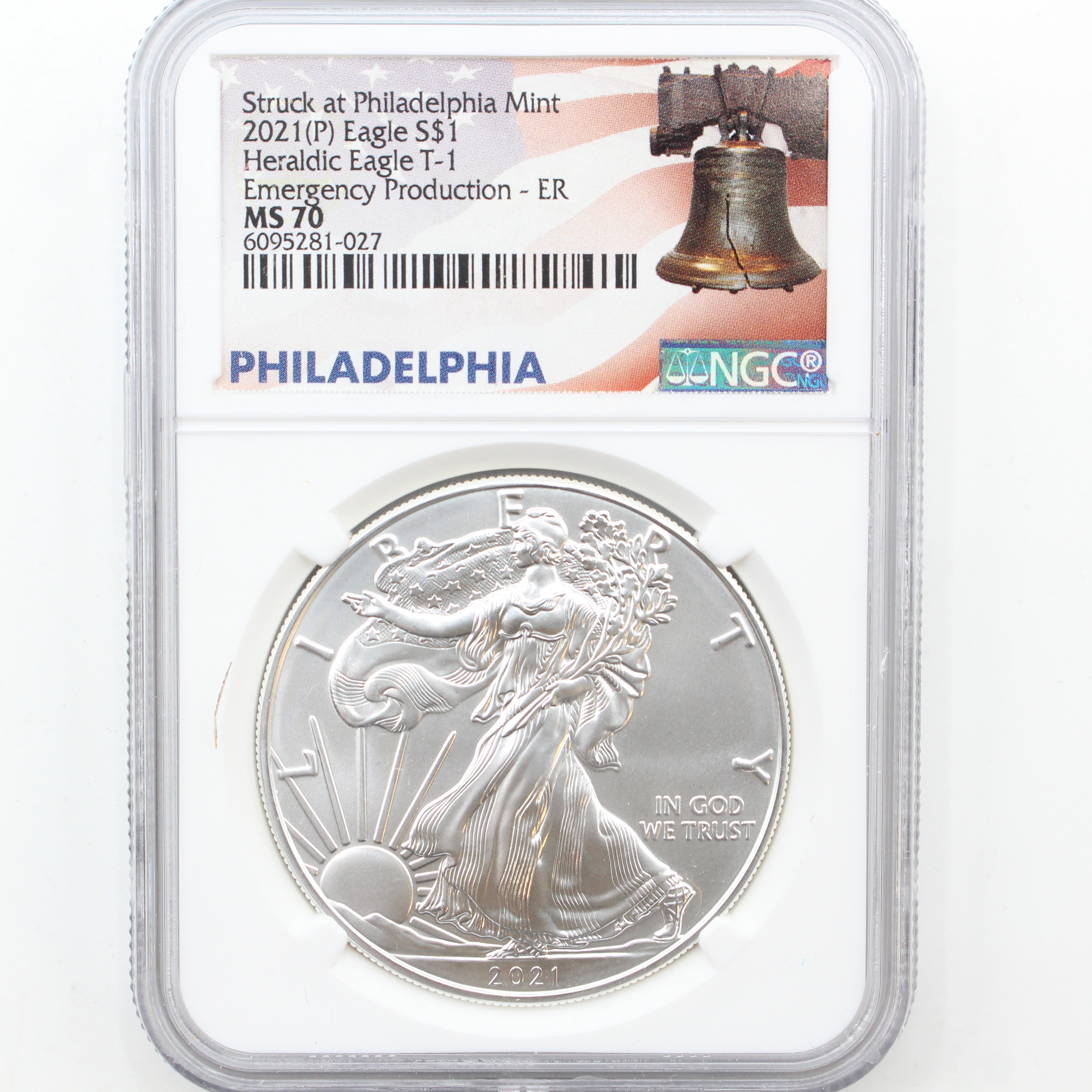 2021-P 1 oz. Fine Silver Heraldic Eagle T-1 $1 Emergency Production NGC ...