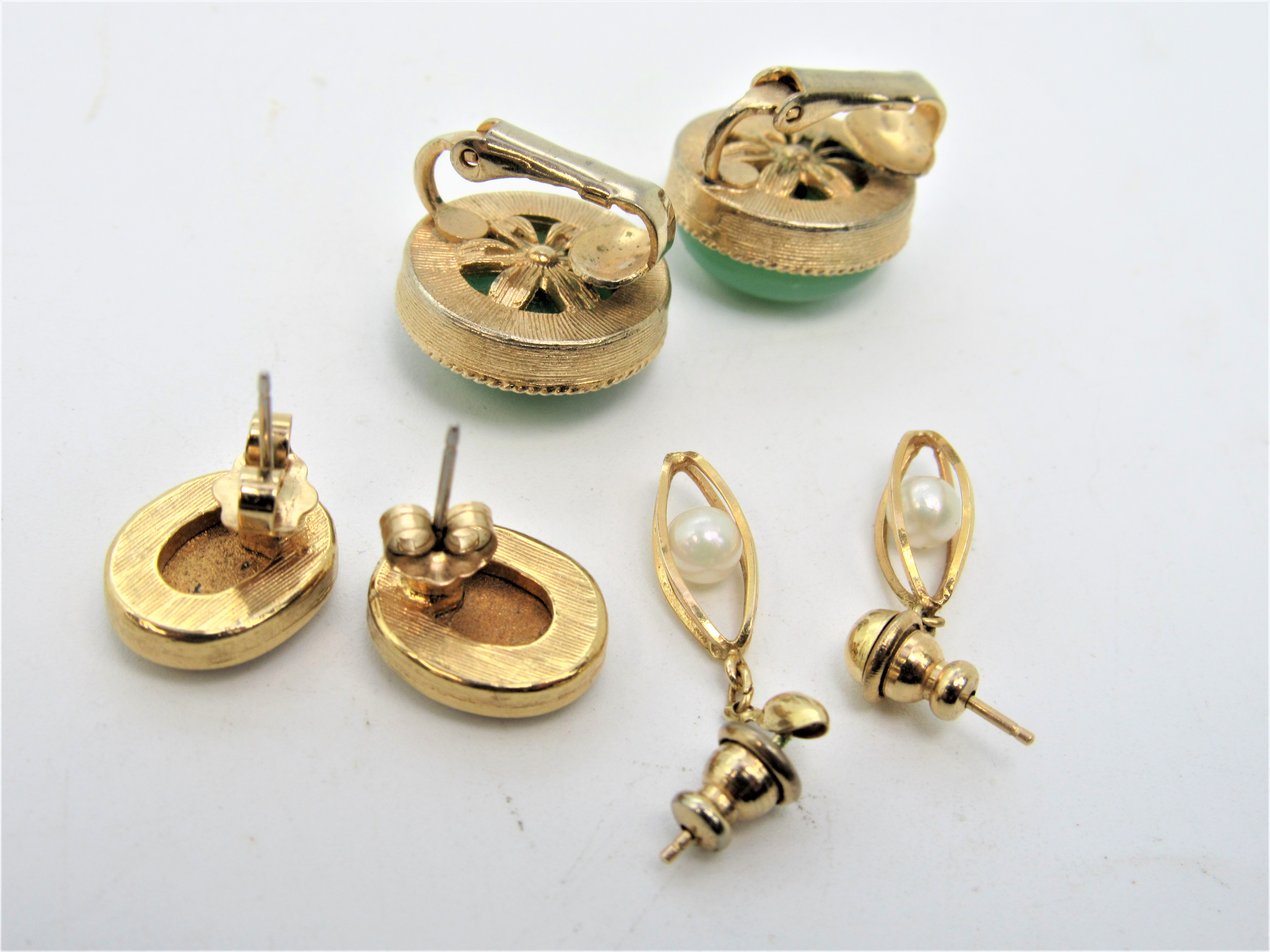 Lot of 3 Assorted Vintage Earrings Costume GoldTone Property Room