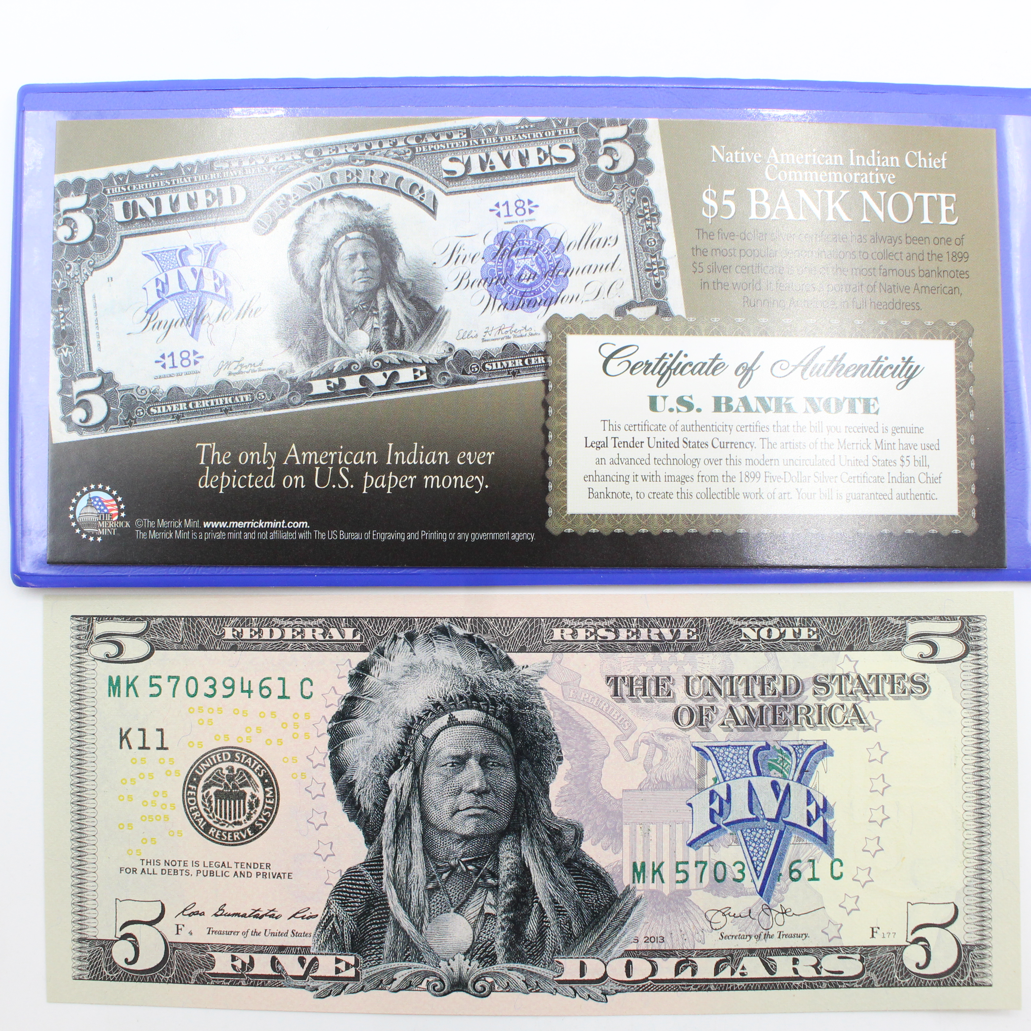 Native American Indian Chief Commemorative $5 Bank Note | Property Room
