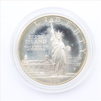 1986-S 1oz Silver Commemorative $1 Ellis Island Gateway to America Coin