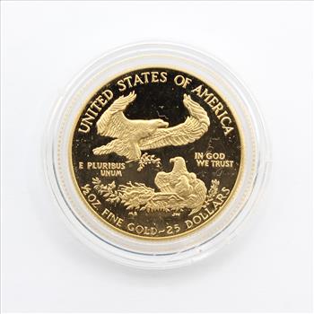 1990 1/2 oz Fine Gold Eagle $25 Proof Coin (009)