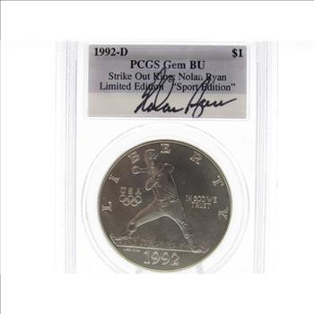 1992-D Silver Commemorative $1 Nolan Ryan Limited Edition Coin & Card Set (pr12)