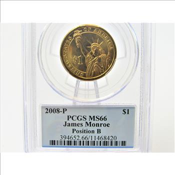 2008-P $1 President Monroe Coin PCGS MS66 (047-B)