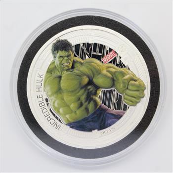2015 1 oz .999 Fine Silver - Marvel Avengers Hulk Colorized Proof BU ...