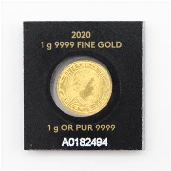 2020 1g 9999 Fine Gold Canadian Maple Leaf Round