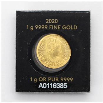 2020 1g 9999 Fine Gold Royal Canadian Mint Maple Leaf