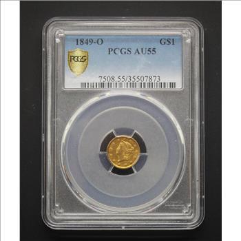 1849 One Dollar Liberty Gold Coin PCGS Graded AU55