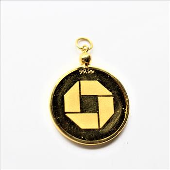 99% Gold Monkey Round Coin .0965 AGW with Bezel (4)