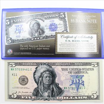 Native American Indian Chief Commemorative $5 Bank Note