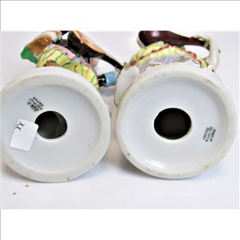 Pair of  Vintage Victorian Figures Playing Instruments Made in Japan