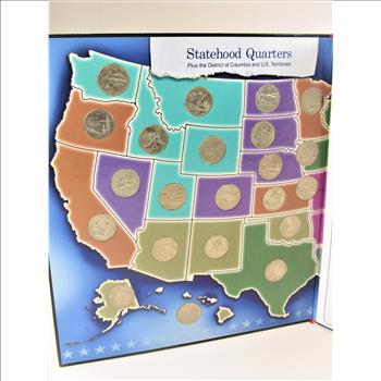 Statehood Quarters Collector's Map + US Territories (D)