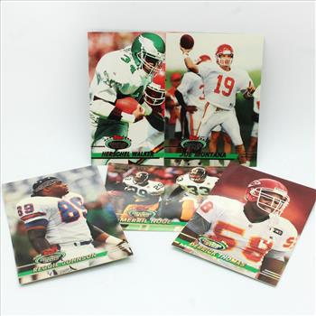 Topps Stadium Club Football Cards #251 - 500 Joe Montana, Barry Sanders, Brett Farve, Drew Bledsoe Merril Hoge & More