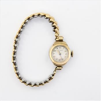 Vintage Wittnaur 10K Gold Filled Bezel Petite Stretch Band Wrist Watch