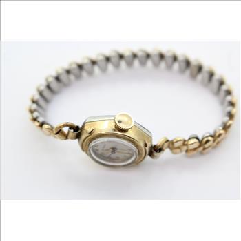 Vintage Wittnaur 10K Gold Filled Bezel Petite Stretch Band Wrist Watch