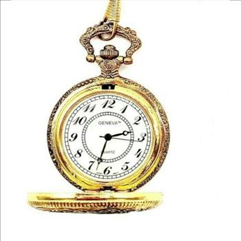 Geneva Men's Round Quartz Bald Eagle Tu-Tone Silver & Gold Pocket Watch