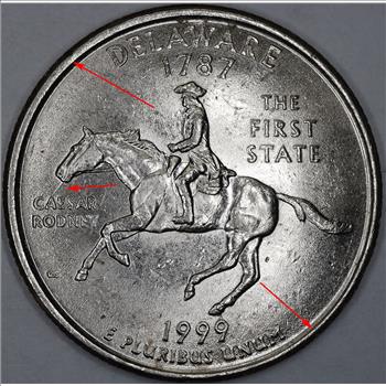 1999-P Spitting Horse & Broadstrike Mint Errors - Delaware State Quarter
